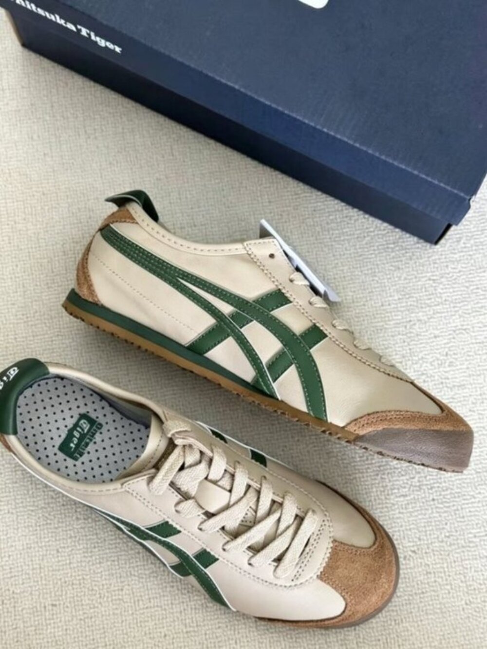 Onitsuka Tiger Mexico 66 Cream Brown Green Retro Sneakers Women’s - Picture 2 of 9
